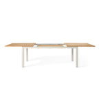 Belvedere 78"-120" Extension Dining Table in Teak and Dune Aluminum