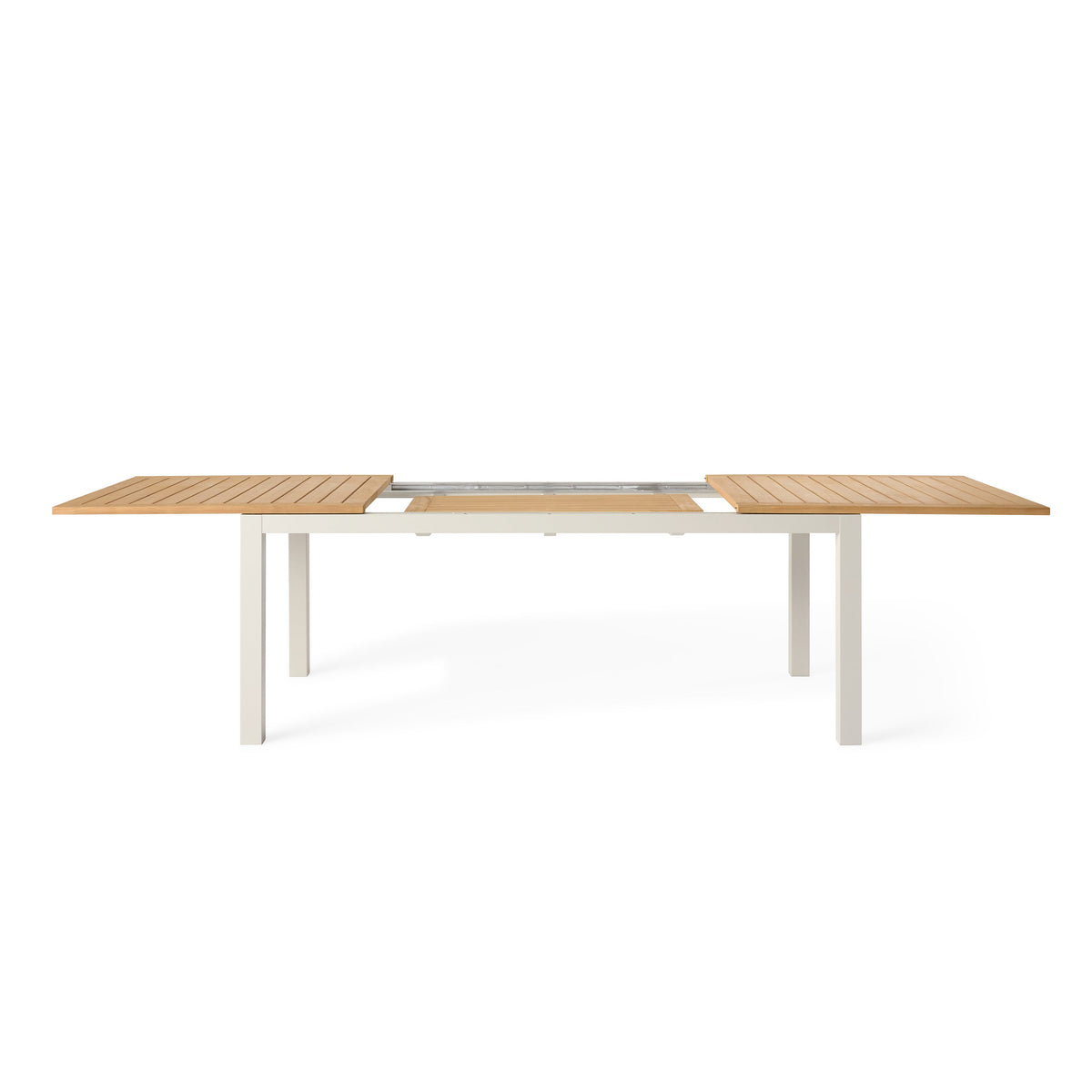Belvedere 78"-120" Extension Dining Table in Teak and Dune Aluminum