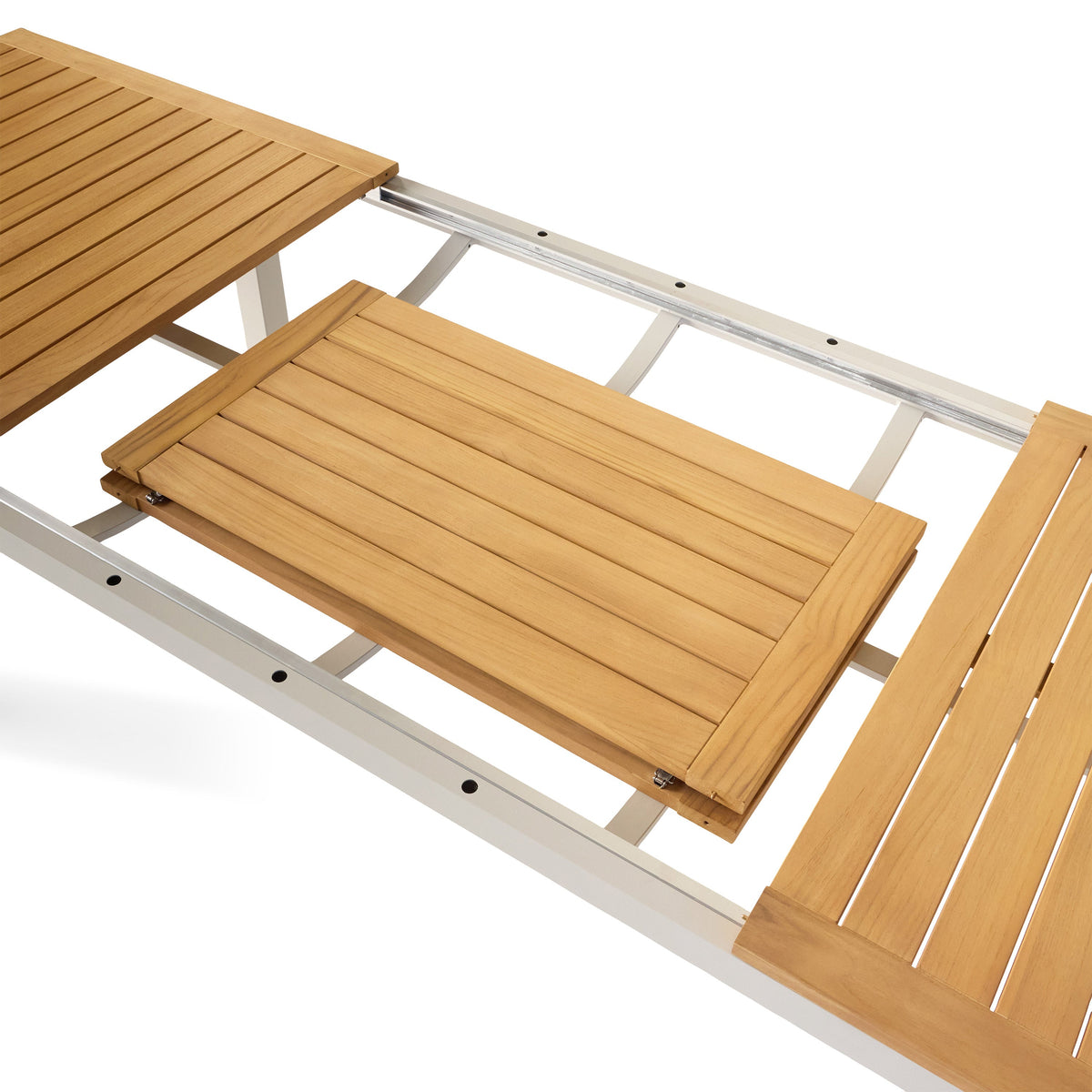 Belvedere 78"-120" Extension Dining Table in Teak and Dune Aluminum