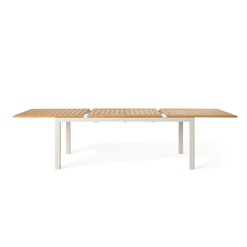 Belvedere 78"-120" Extension Dining Table in Teak and Dune Aluminum