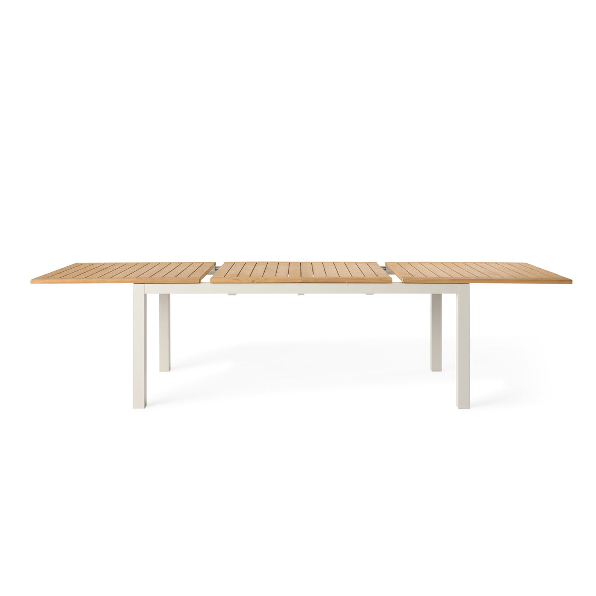Belvedere 78"-120" Extension Dining Table in Teak and Dune Aluminum