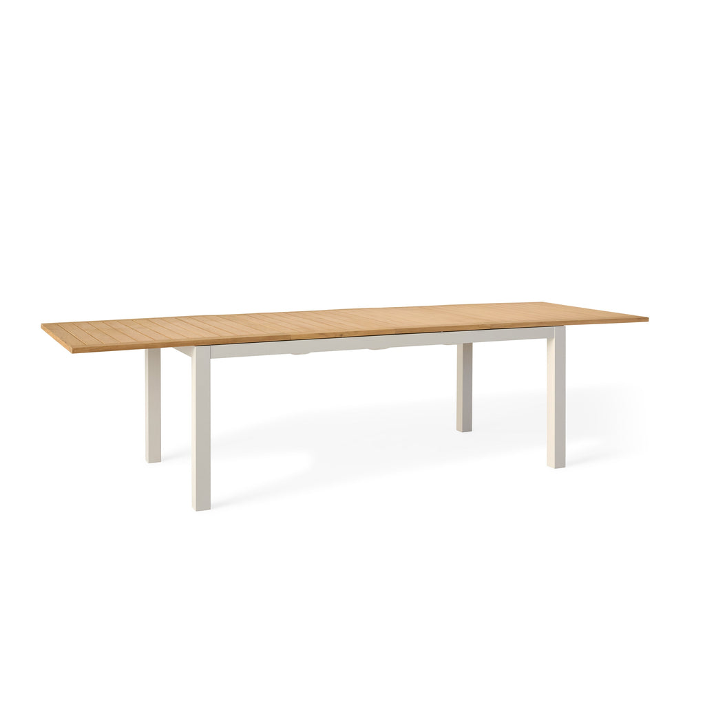 Belvedere 78"-120" Extension Dining Table in Teak and Dune Aluminum