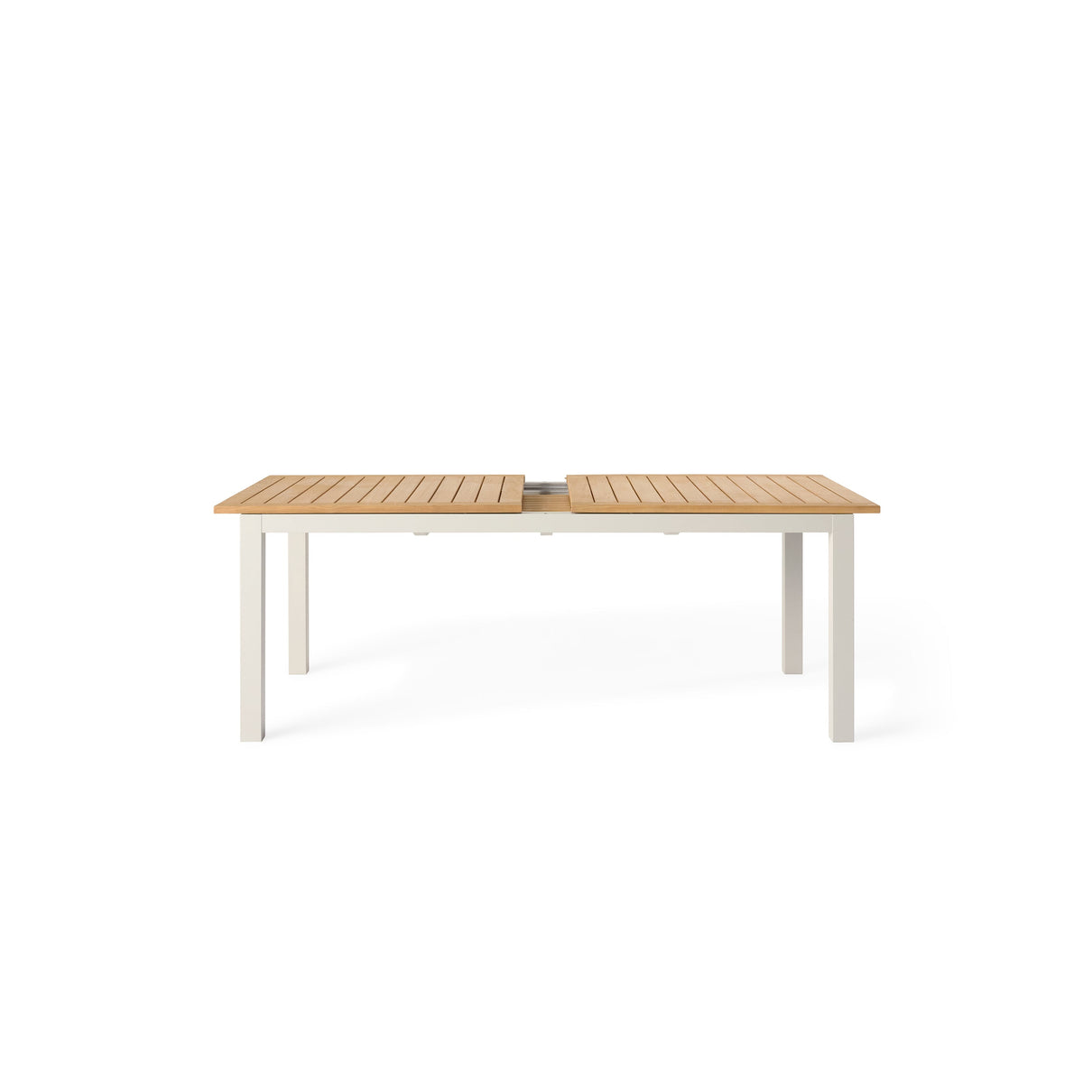 Belvedere 78"-120" Extension Dining Table in Teak and Dune Aluminum