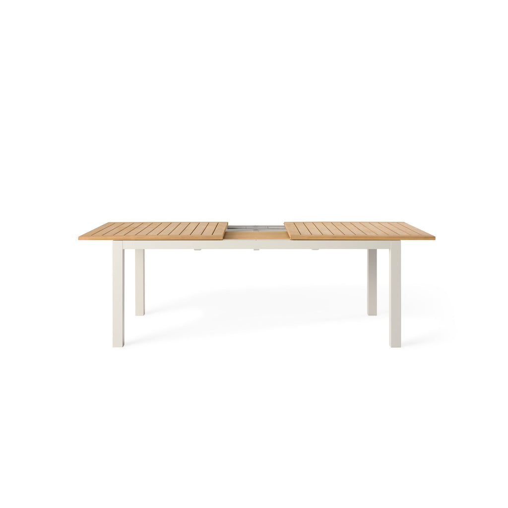 Belvedere 78"-120" Extension Dining Table in Teak and Dune Aluminum