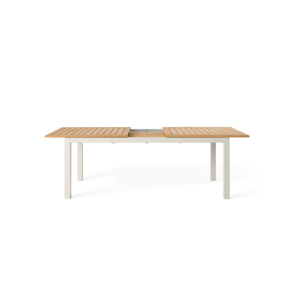 Belvedere 78"-120" Extension Dining Table in Teak and Dune Aluminum