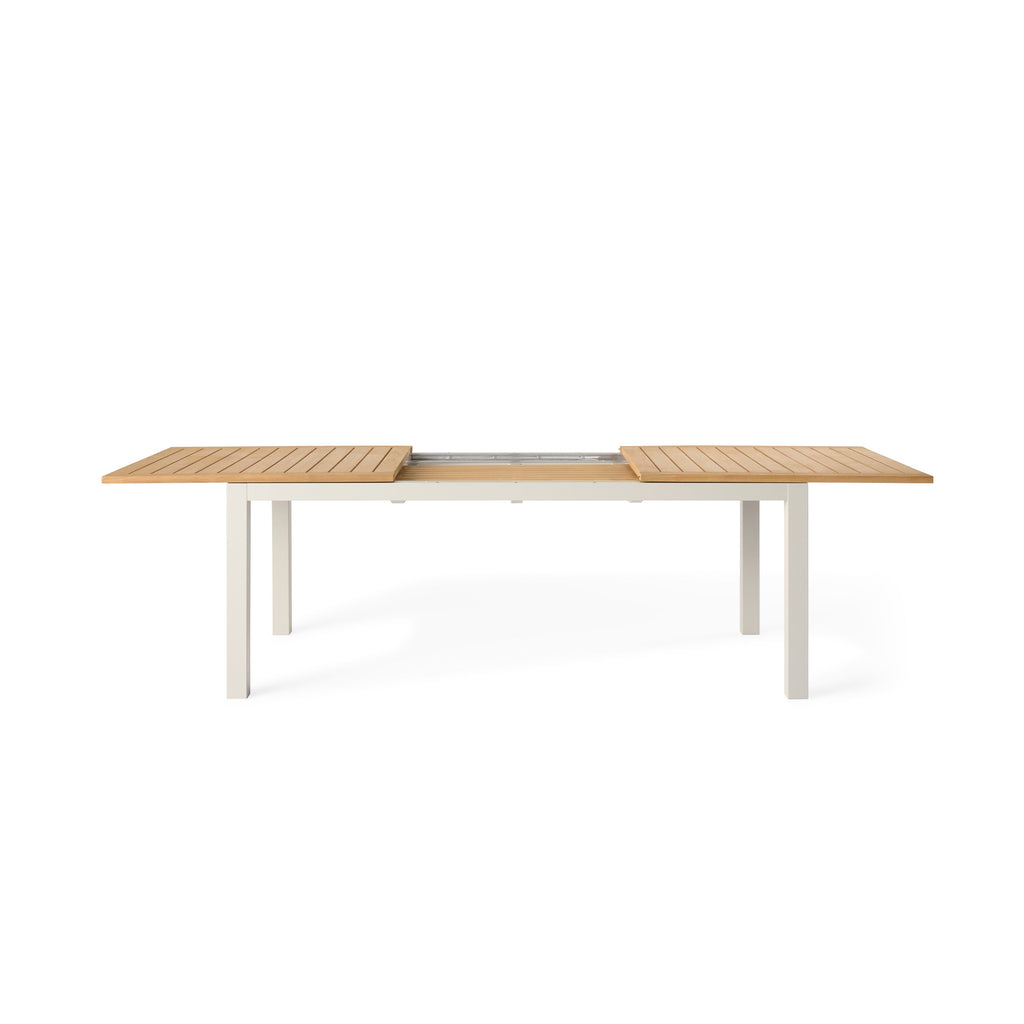 Belvedere 78"-120" Extension Dining Table in Teak and Dune Aluminum