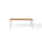 Belvedere 78"-120" Extension Dining Table in Teak and White Aluminum