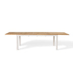 Belvedere 78"-120" Extension Dining Table in Teak and White Aluminum