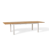 Belvedere 78"-120" Extension Dining Table in Teak and White Aluminum