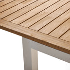 Belvedere 78"-120" Extension Dining Table in Teak and White Aluminum