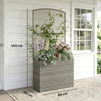 Rattan Planter with Trellis for Climbing Plants, 80 x 30 x 163 cm, Dark Grey
