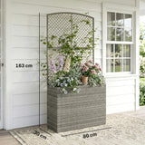 Rattan Planter with Trellis for Climbing Plants, 80 x 30 x 163 cm, Dark Grey