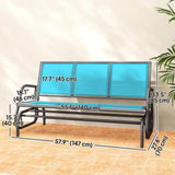 3-Seat Outdoor Glider Bench with Mesh Seat and Steel Frame, Blue