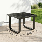Metal Side Table with Tempered Glass Top & Adjustable Feet, 45x45x33 cm, Black
