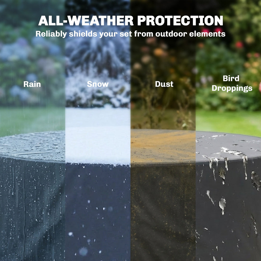 Round Garden Furniture Cover, 420D Oxford, 214 x 70 cm, Black