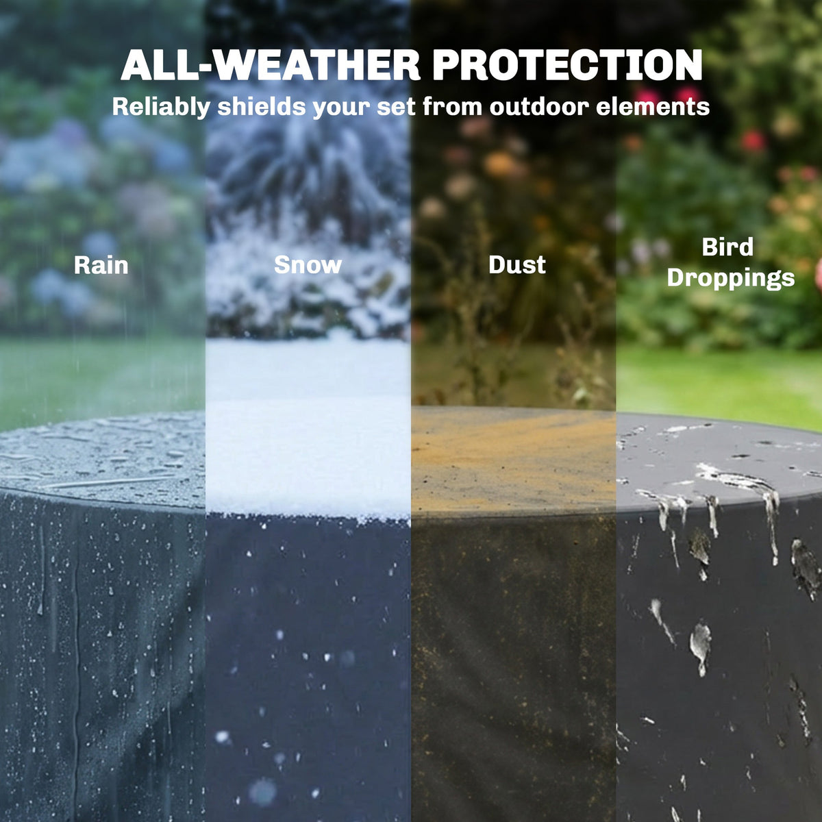 Round Garden Furniture Cover, 420D Oxford, 214 x 70 cm, Black