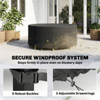 Round Garden Furniture Cover, 420D Oxford, 214 x 70 cm, Black