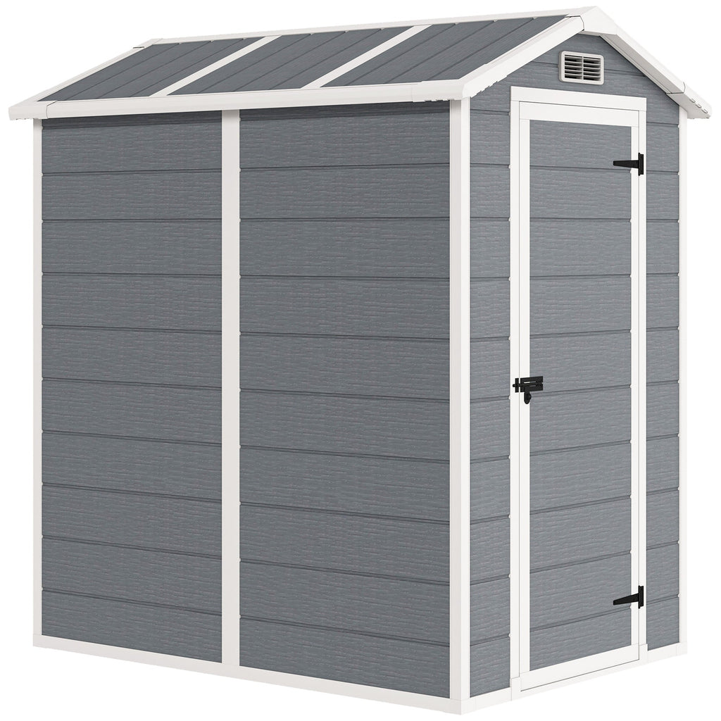 6' x 4' Outdoor Storage Shed with Floor and Lockable Door, Gray