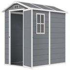 6' x 4' Outdoor Storage Shed with Floor and Lockable Door, Gray