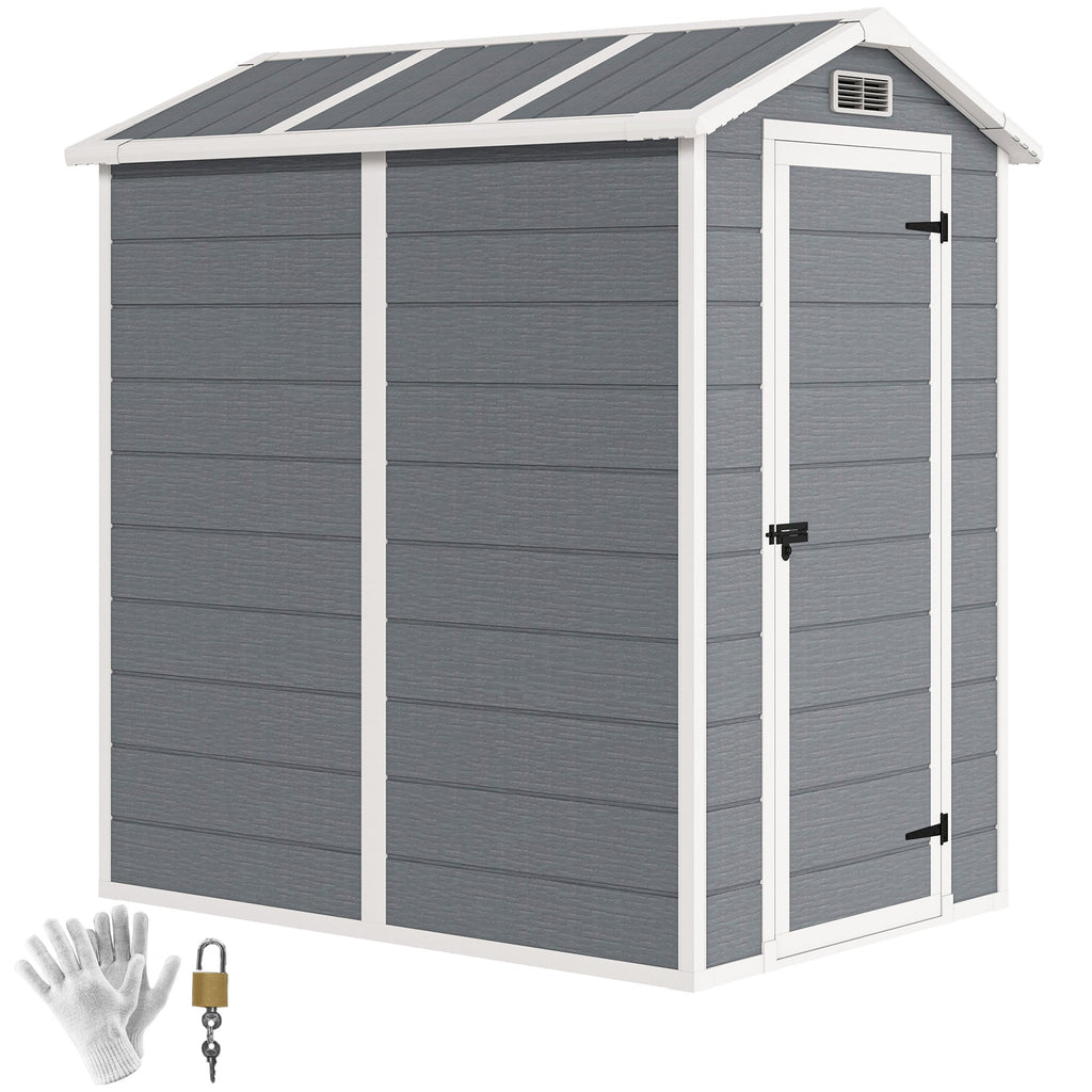 6' x 4' Outdoor Storage Shed with Floor and Lockable Door, Gray