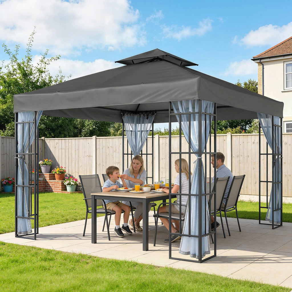 10' x 10' Soft Top Gazebo with Mosquito Netting, Dark Grey