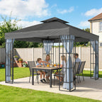 10' x 10' Soft Top Gazebo with Mosquito Netting, Dark Grey