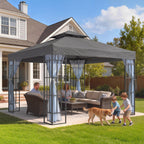 10' x 10' Soft Top Gazebo with Mosquito Netting, Dark Grey