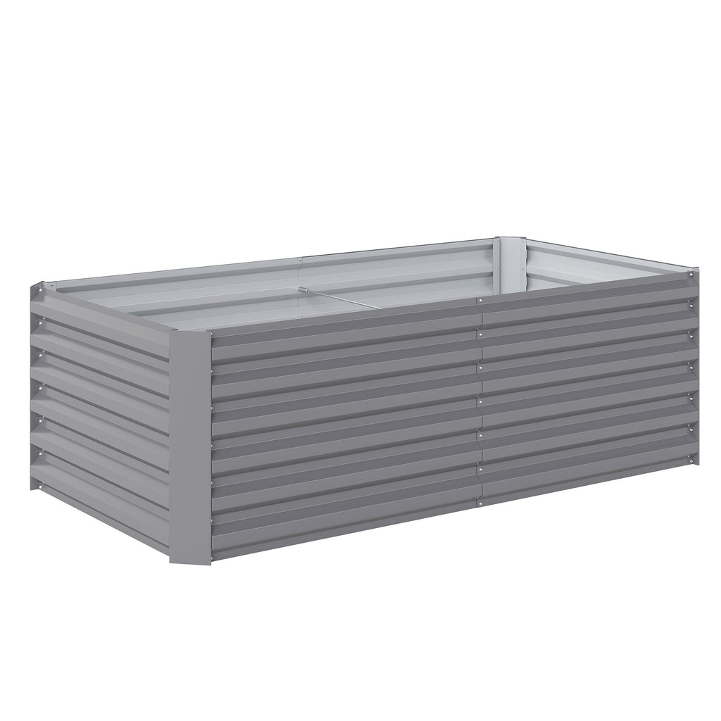 6' x 3' x 2' Galvanized Raised Garden Bed for Vegetables, Light Grey