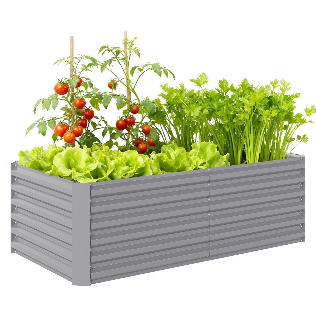 6' x 3' x 2' Galvanized Raised Garden Bed for Vegetables, Light Grey