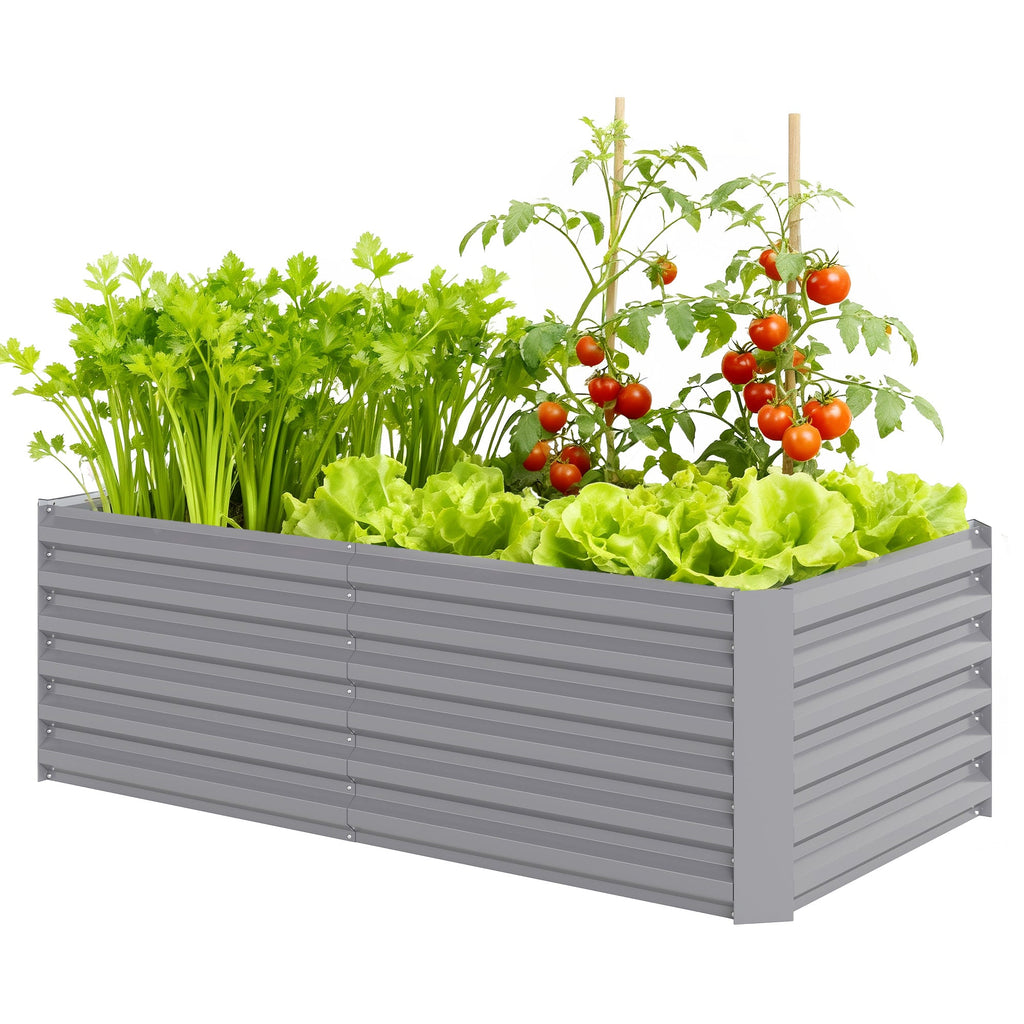 6' x 3' x 2' Galvanized Raised Garden Bed for Vegetables, Light Grey