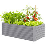 6' x 3' x 2' Galvanized Raised Garden Bed for Vegetables, Light Grey