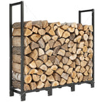 4 ft Firewood Rack with Customizable Width & Height, Cable Reinforcement, 616 lb Capacity, Black