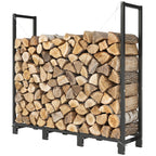 4 ft Firewood Rack with Customizable Width & Height, Cable Reinforcement, 616 lb Capacity, Black