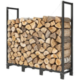 4 ft Firewood Rack with Customizable Width & Height, Cable Reinforcement, 616 lb Capacity, Black