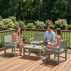 4-Seater Acacia Garden Set with Loveseat, 2 Chairs & Wood Table, Light Grey