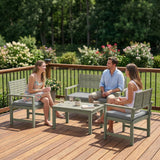 4-Seater Acacia Garden Set with Loveseat, 2 Chairs & Wood Table, Light Grey
