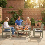 4-Seater Acacia Garden Set with Loveseat, 2 Chairs & Wood Table, Light Grey
