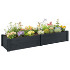 6.5 x 2 x 1ft Vinyl Raised Garden Bed with Divider, Grey Wood Effect