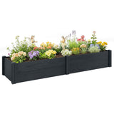 6.5 x 2 x 1ft Vinyl Raised Garden Bed with Divider, Grey Wood Effect