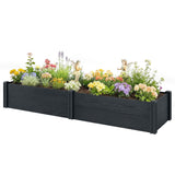 6.5 x 2 x 1ft Vinyl Raised Garden Bed with Divider, Grey Wood Effect