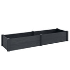 6.5 x 2 x 1ft Vinyl Raised Garden Bed with Divider, Grey Wood Effect