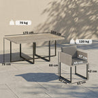 7-Piece Light Grey Rattan Dining Set with WPC Table, 6 Chairs & 12 Cushions
