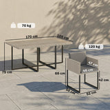 7-Piece Light Grey Rattan Dining Set with WPC Table, 6 Chairs & 12 Cushions
