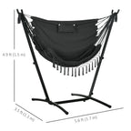 Patio Hammock Chair with Stand, Headrest and Side Pocket, Dark Grey