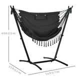 Patio Hammock Chair with Stand, Headrest and Side Pocket, Dark Grey