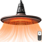 1500W IP65 Electric Patio Heater with Infrared Carbon Tube, LED & Remote, Brown