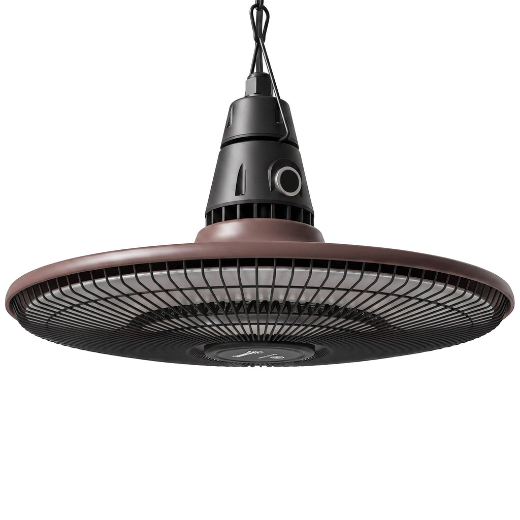 1500W IP65 Electric Patio Heater with Infrared Carbon Tube, LED & Remote, Brown
