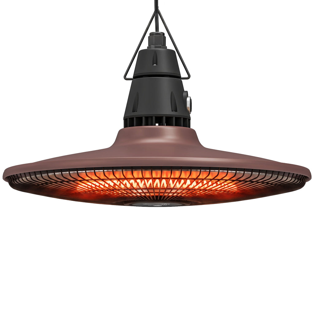 1500W IP65 Electric Patio Heater with Infrared Carbon Tube, LED & Remote, Brown