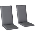 Set of 2 High Back Patio Chair Cushions with Ties, Dark Grey
