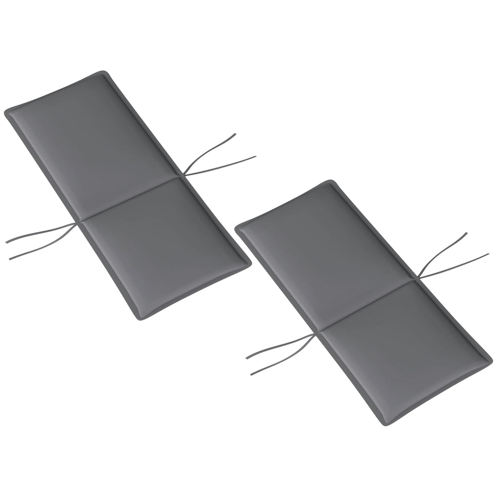 Set of 2 High Back Patio Chair Cushions with Ties, Dark Grey